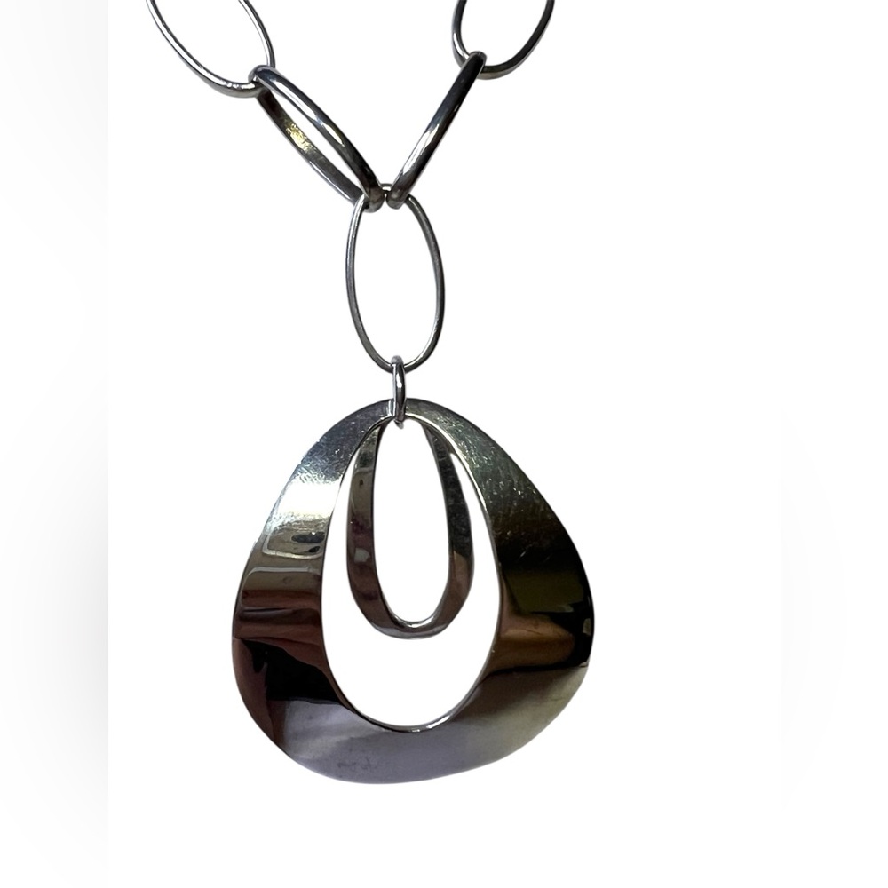 925 Sterling Silver Link Necklace about 11.5-12” long - Picture 6 of 9